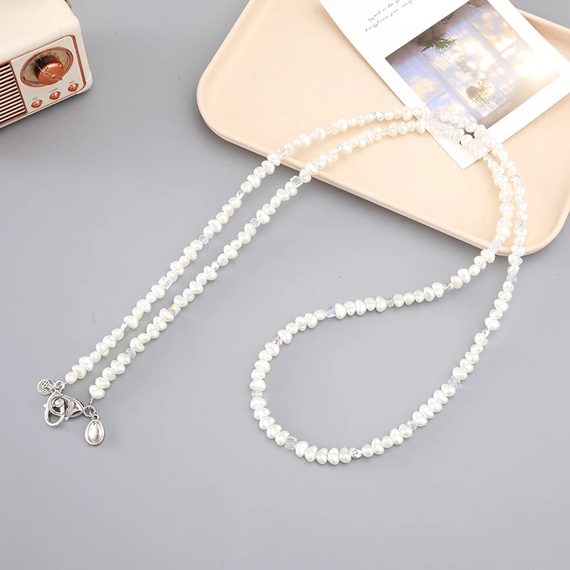 Pearl Beaded Phone Lanyard Long Crossbody Necklace Chain Irregular Beaded Strap Anti-Lost Sling Universal Clip For Phone Case