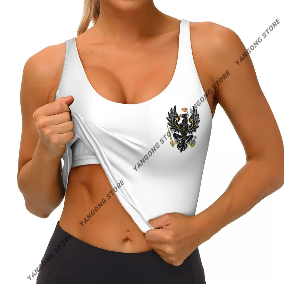 Women Sexy Sports Vest Flag Of The Kingdom Of Prussia Female Streetwear Sport Lingerie Tee Crop Top
