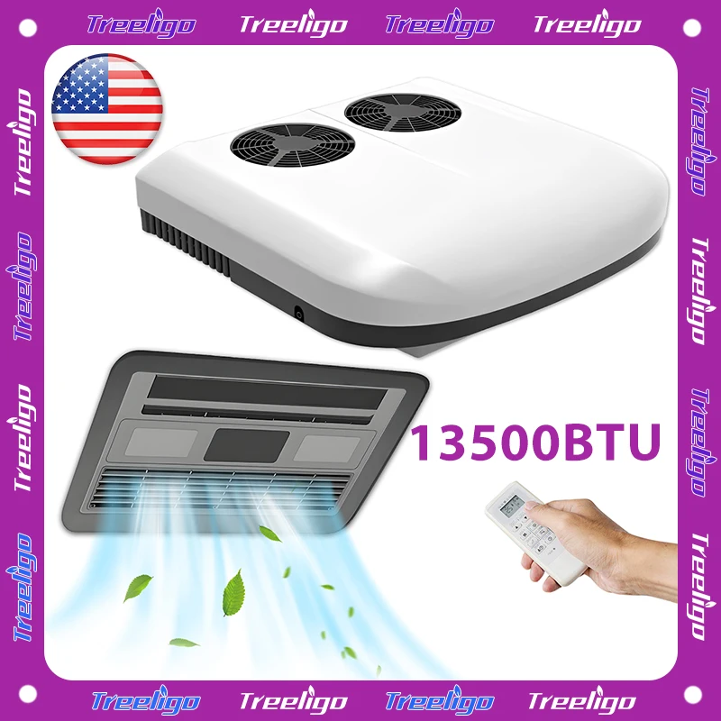 

Treeligo 13500BTU двойной вентилятор RV на крыше кондиционер высокой емкости с быстрым охлаждением для кемпера, дома на колесах, фургона, полугрузовика, автомобиля