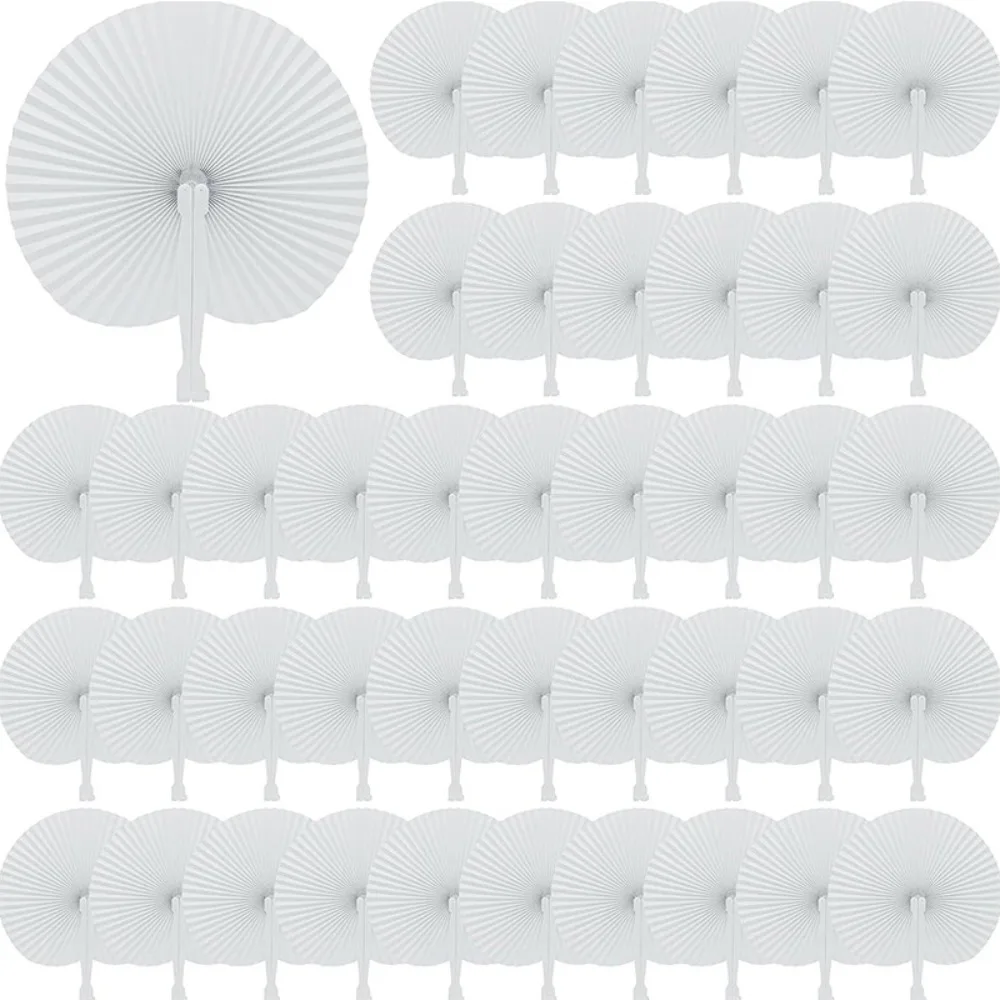 6/12/24Pcs White Peach Shape Round Folding Fan Children\'s Birthday Wedding Holiday Party Gift Decoration Christmas Carnival Gift
