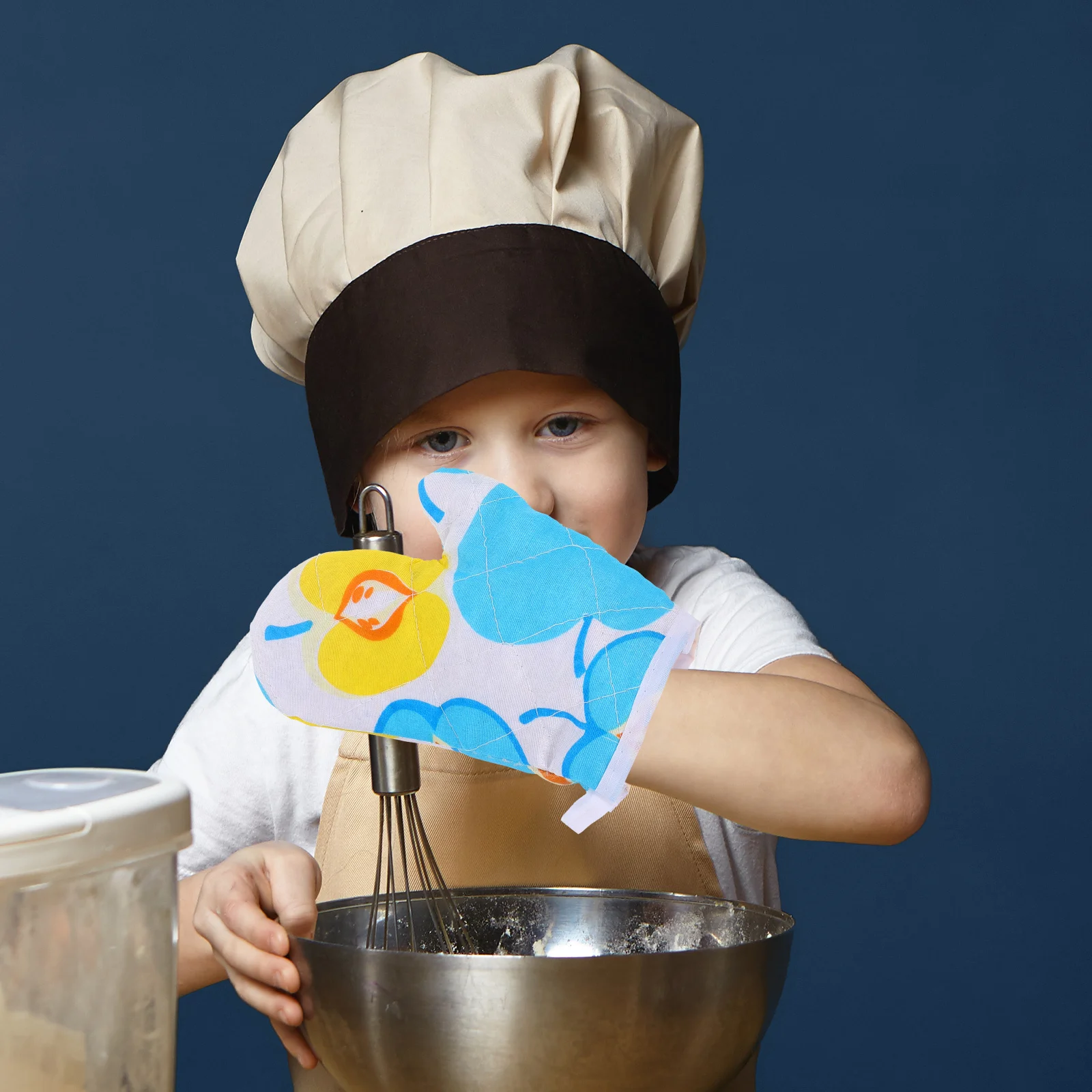 

2Pcs Kids Oven Mitts Heat-Resistant Insulated Cotton Lining Baking Gloves Child-Safe Kitchen Cooking Protective Gear