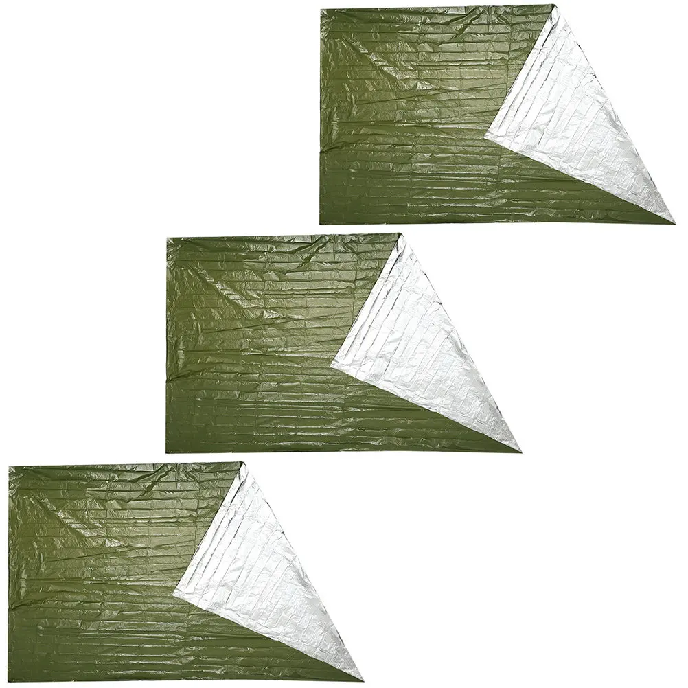 

3Pcs Professional Emergency Survival Blanket Heavy-Duty Aluminized Thermal Insulation Blanket for Outdoor Camping Hiking