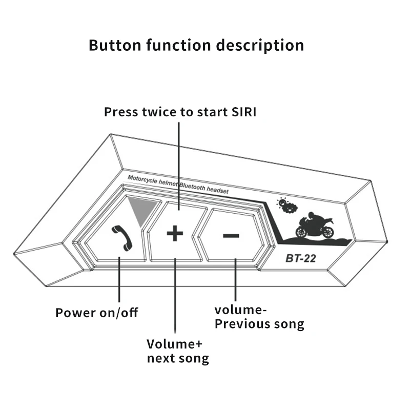 Motorcycle Bluetooth Headset Intercom Interconnection Outdoor Riding Headset Communication BT5.0 Stereo Interphone