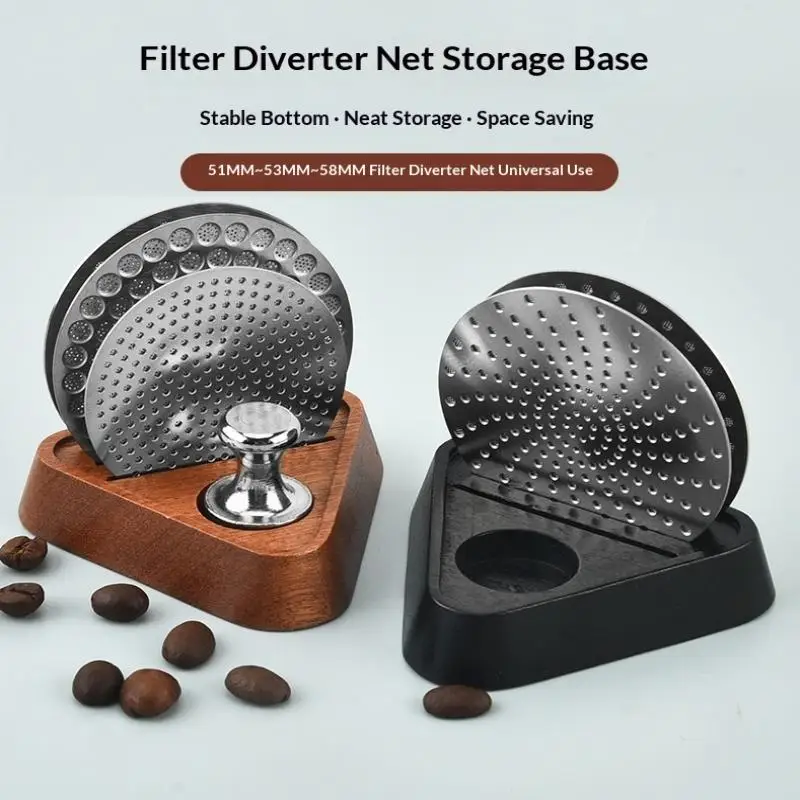 C New 51/53/58MM Portafilter Espresso Universal Filter Storage Rack Coffee Puck Screen Stand Reusable Wooden Coffee Filter Stand