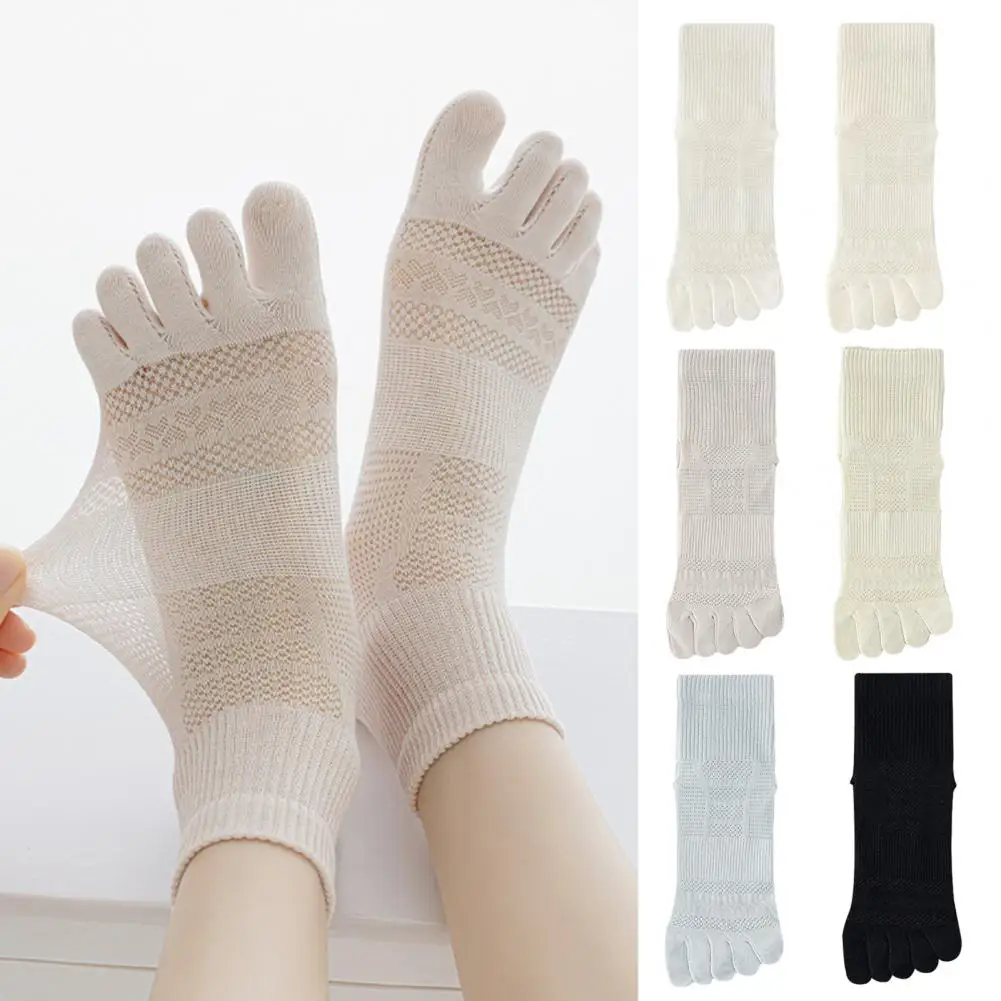 Summer Ultra-thin Breathable Mesh Short Socks For Men Sports Five Fingers Socks Ankle Socks Sweat-absorbing Split Toe