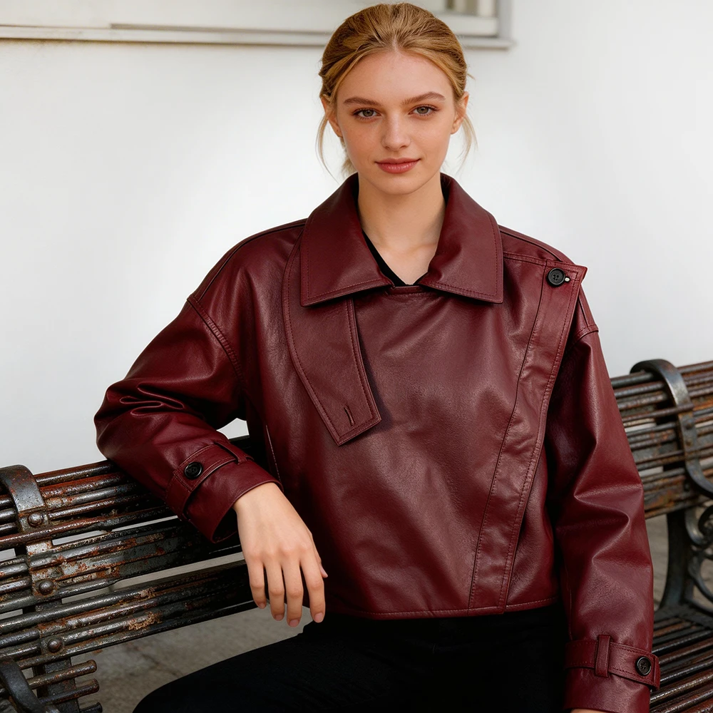 

Женская кожаная куртка оверсайз из искусственной кожи, новая верхняя одежда, популярная корейская повседневная куртка из искусственной кожи, женская одежда