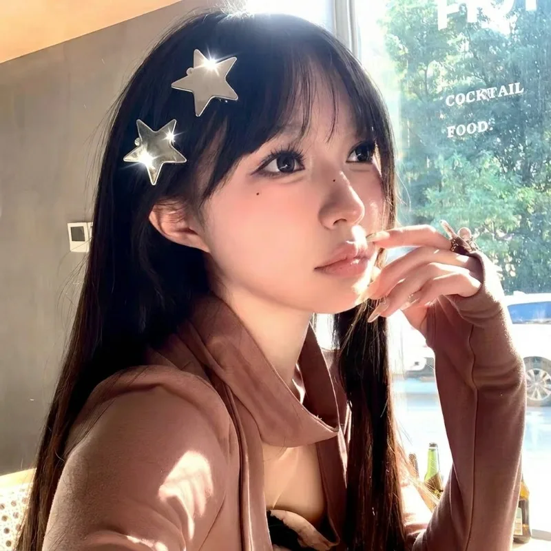 2/10pcs Stars Hair Clip Y2K Polka Dot Seamless Hairpin Women Makeup Fixing Hair Clip No Mark Barrette Hairstyling Tool Accessory