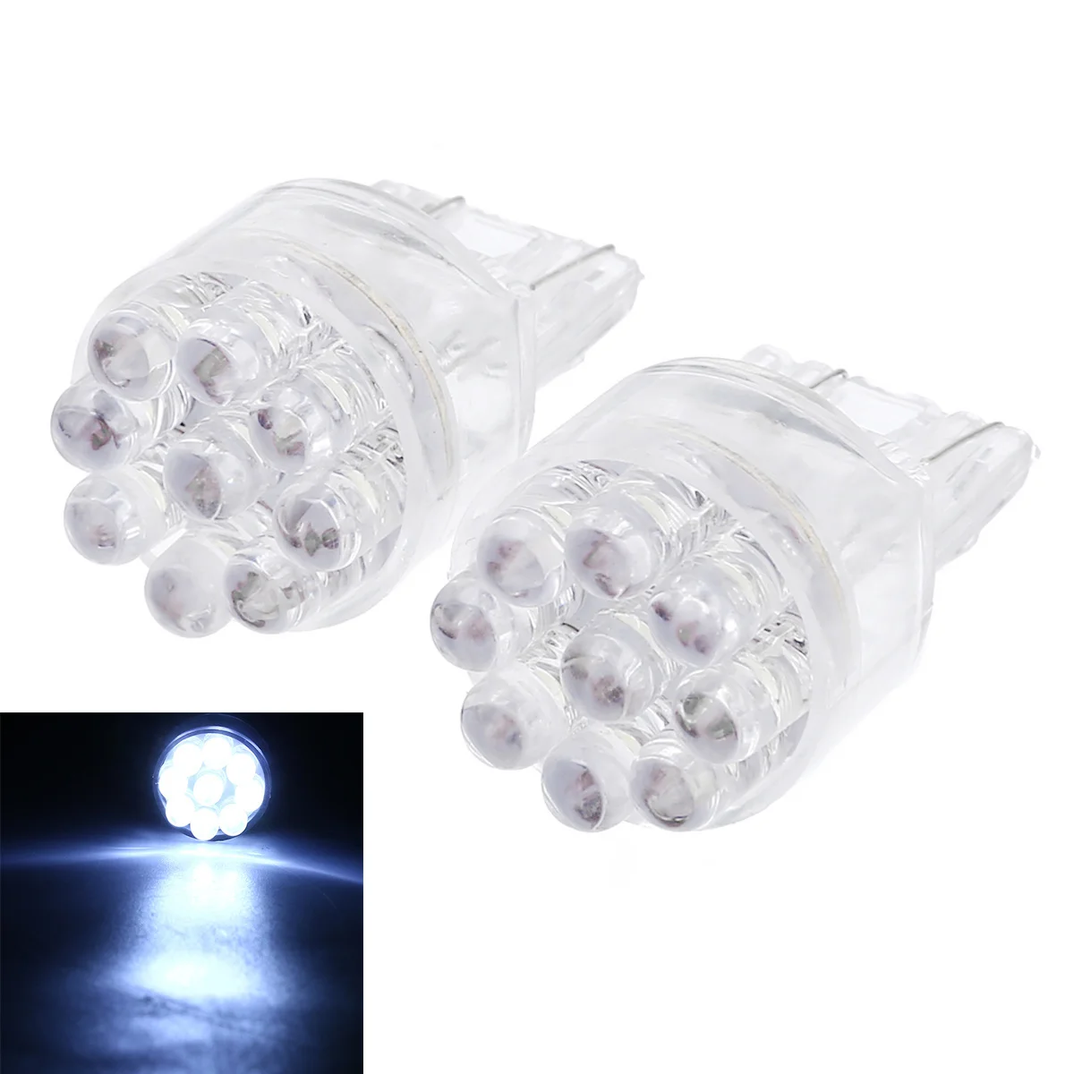 

100pcs Car T20 9LED Turn Signal Light Bulbs 12V 36LM White Brake Tail Light For Auto 7443 7440 Led Lamp Bulb Replacements