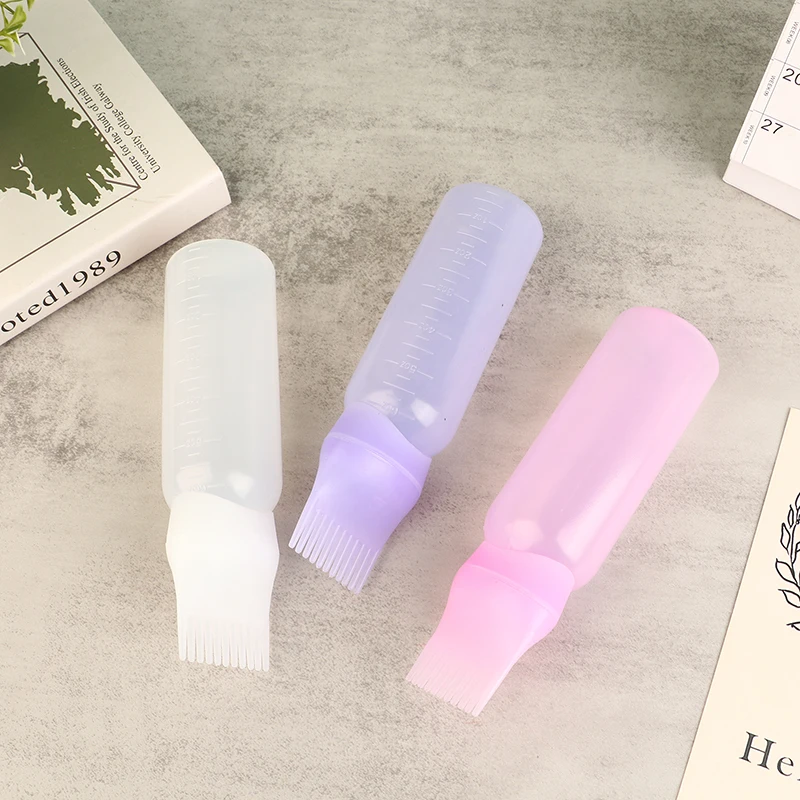 120ml Salon Hair Oil Applicator Bottle Professional Hairdressing Color Comb Bottle Hair Dye Refill Bottle Coloring Supplies.