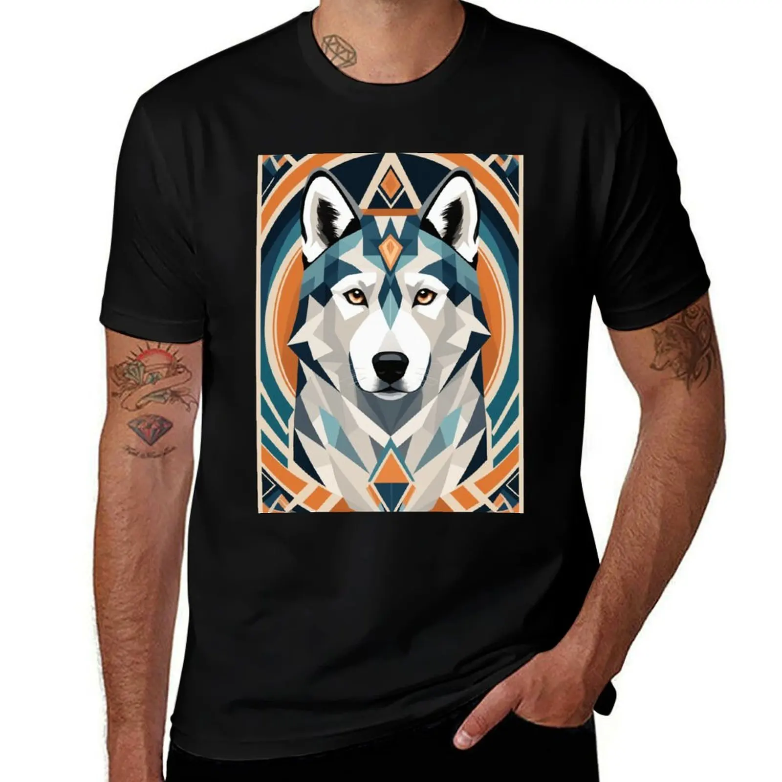 

Husky - Art Deco T-Shirt oversizeds graphic tee shirt T-shirts man men t shirts high quality
