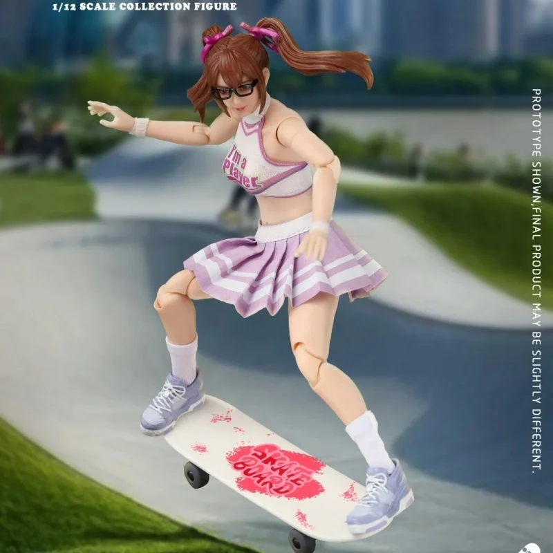 1/12 cftoys figura louca lt005 desportiva menina-yoyo duplo rabo de cavalo tênis de beisebol figura de ação feminina articulações flexíveis modelo brinquedo