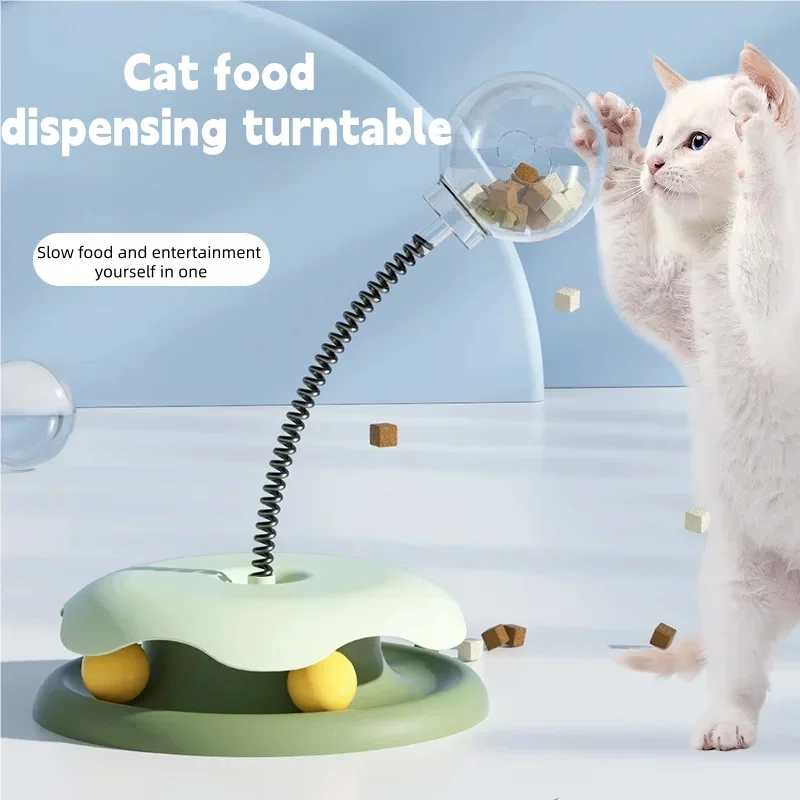 Cat Food Leaking Ball Turntable Slow Feeder 360 Degree Rotation Smooth Fun Shake Interactive Toy Relieves Boredom For Cat Home