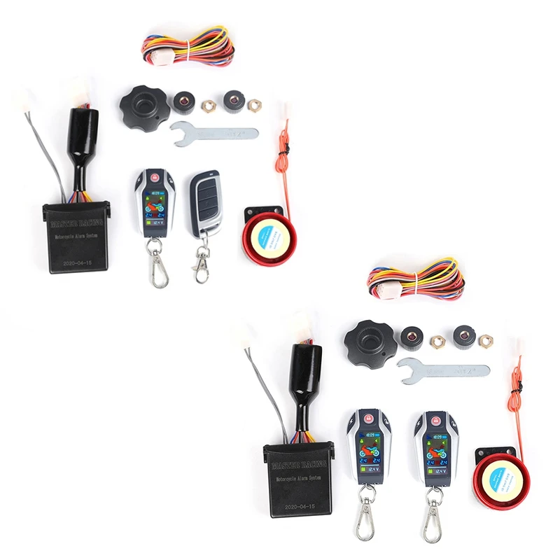 

Anti-Theft Digital Motorcycle Alarm System Remote Engine Start Remote Locating LCD With Tire Pressure Alarm System