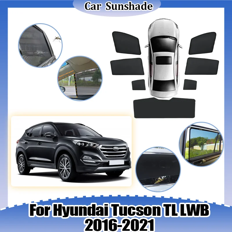 

Sun Visor For Hyundai Tucson TL LWB 2016-2021 Mesh Sunshade Privacy Curtains UV Protection Breathable Mesh Cover Accessories