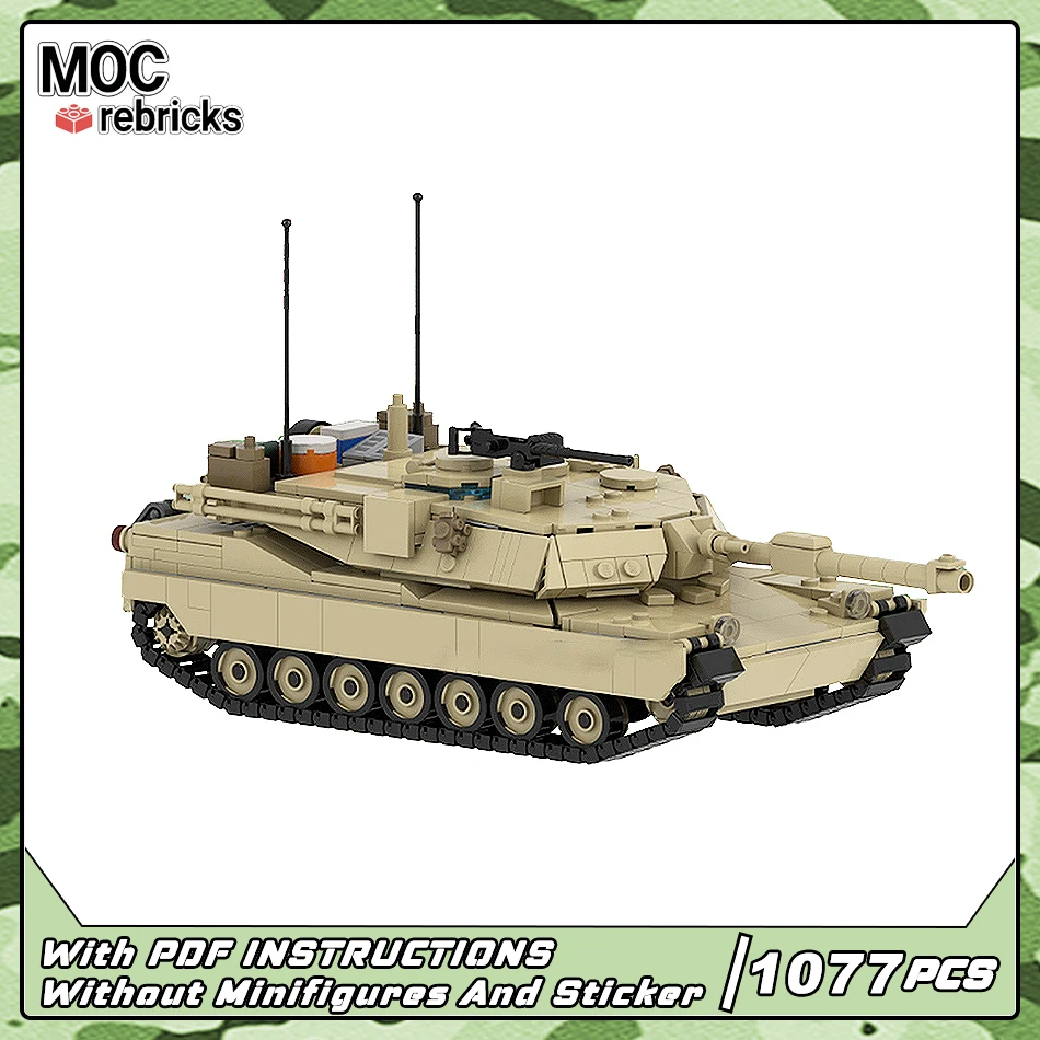 

MOC USA Main Battle Tanks Series M1A2 Abrams Armoured Vehicle Assembly Building Blocks Model DIY Senior Bricks Kids Puzzle Toys