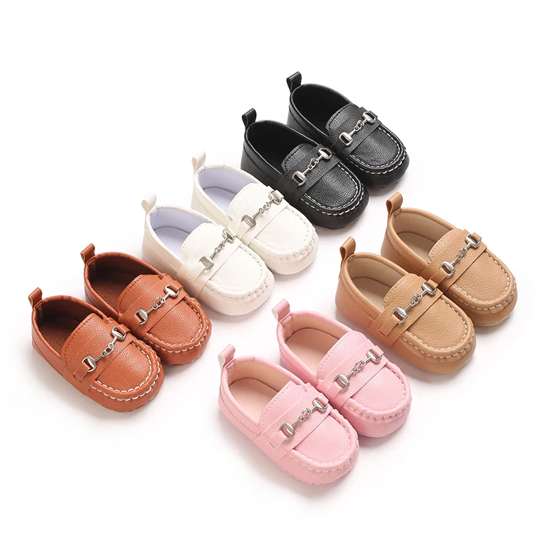 Baby Girl First Walkers Soft-Soled Toddler Shoes with Closure - Breathable PU Upper & Fabric Lining, White & Black Casual Infant