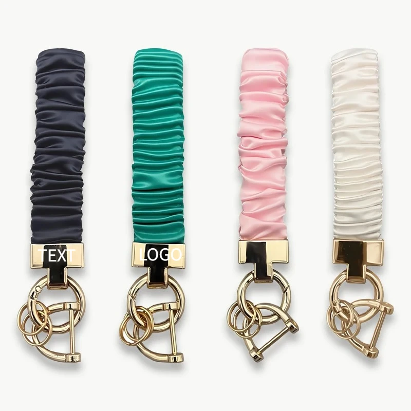 

Keychain Wristlet Stretchy Key Chain for Car Keys with D Ring Personalized Text Cute Scrunchie Wrist Bracelet for Women Men