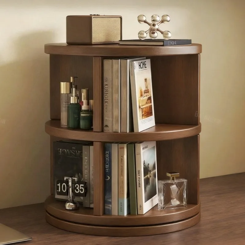 Rotatable Storage Shelf Minimalist Retro Organizer Cloakroom Cosmetic Makeup Holders Study Room Desk Organizers Racks Household