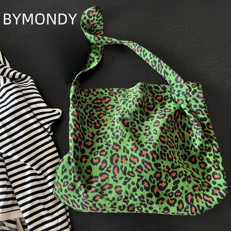 

BYMONDY Green Leopard Pattern Crossbody Bags Women Fashion Large Capacity Fabric Shoulder Bag Female Student Shopper Bag Popular