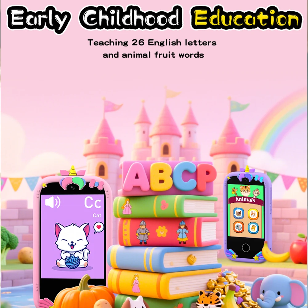 โทรศัพท์ของเล่นเด็กใหม่ 18 เกม บันทึกวิดีโอ เครื่องเล่นเพลง โทรศัพท์ของเล่นมินิสำหรับเด็ก กล้องถ่ายรูป ของขวัญวันเกิดสำหรับเด็กชายและเด็กหญิง