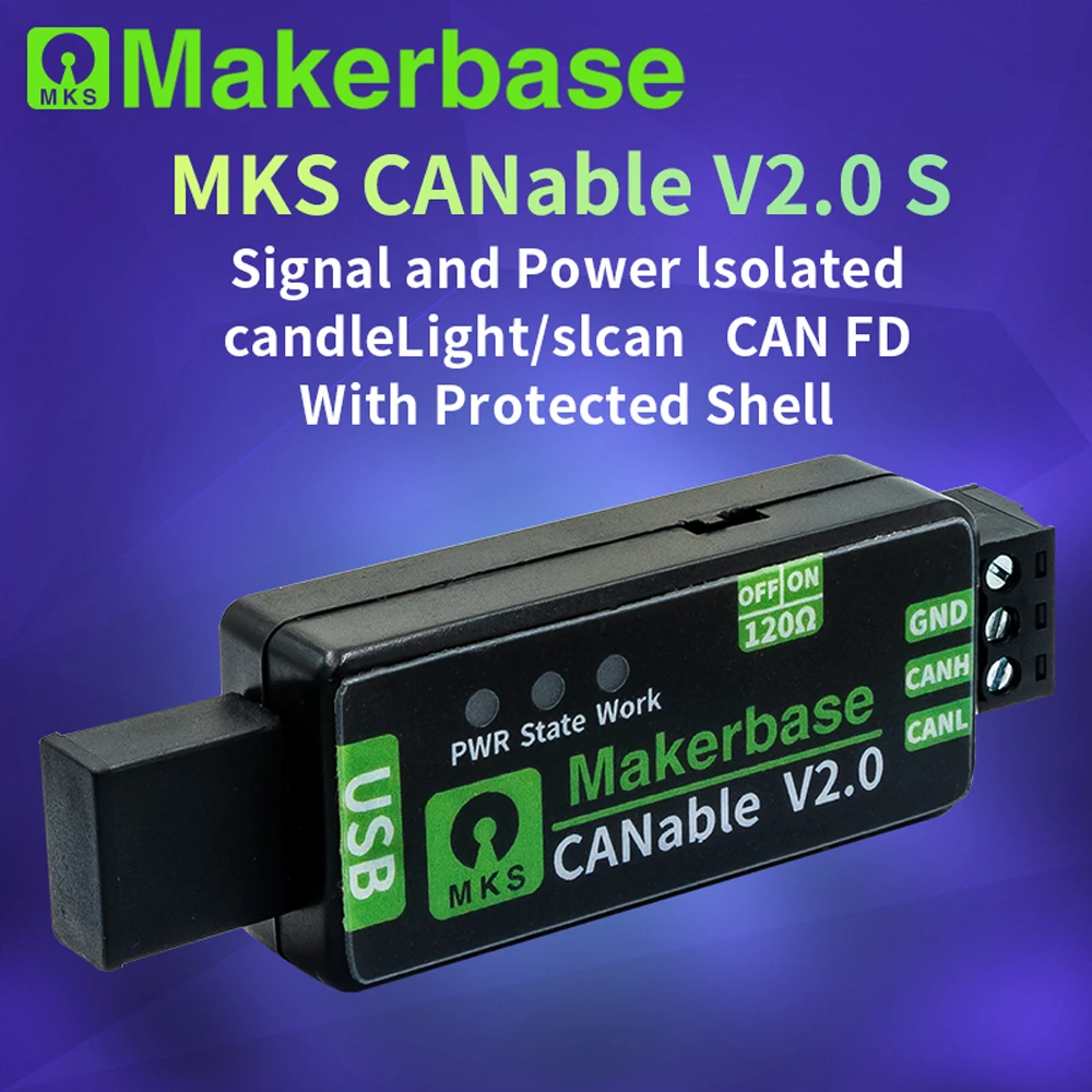 Makerbase CANable 2.0 SHELL USB To CAN Adapter Analyzer CANFD Slcan SocketCAN CANdleLight Klipper