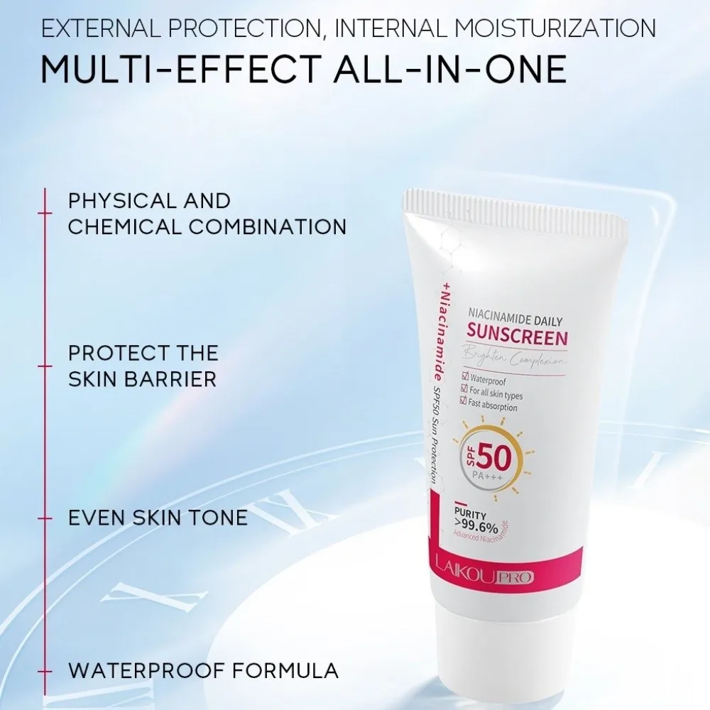 SPF 50 Whitening Sun Cream Effective Bleaching Nicotinamide Face Cream Brightening Skin Protective Sunscreen Cream Face Care