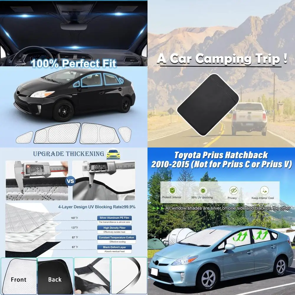 

10-Pack Enhanced Full-View Sunshades for 2010-2015 Toyota Prius Hatchback, UV Protection & Privacy Tinted Car Window Covers