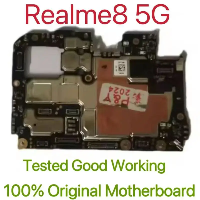 Global Version ปลดล็อกเมนบอร์ดสําหรับ Realme8 5G ทํางานดีทดสอบวงจรแผ่นหลัก Logic Board สําหรับ Realme8 5G