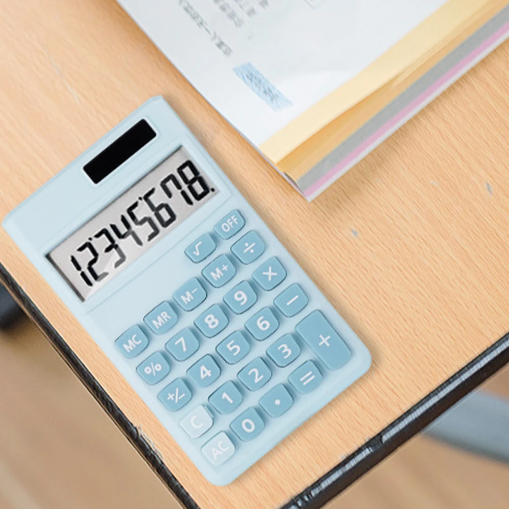 

Calculator Mini Student School Small Cute Portable Solar Sky-blue Office Calculators Powered