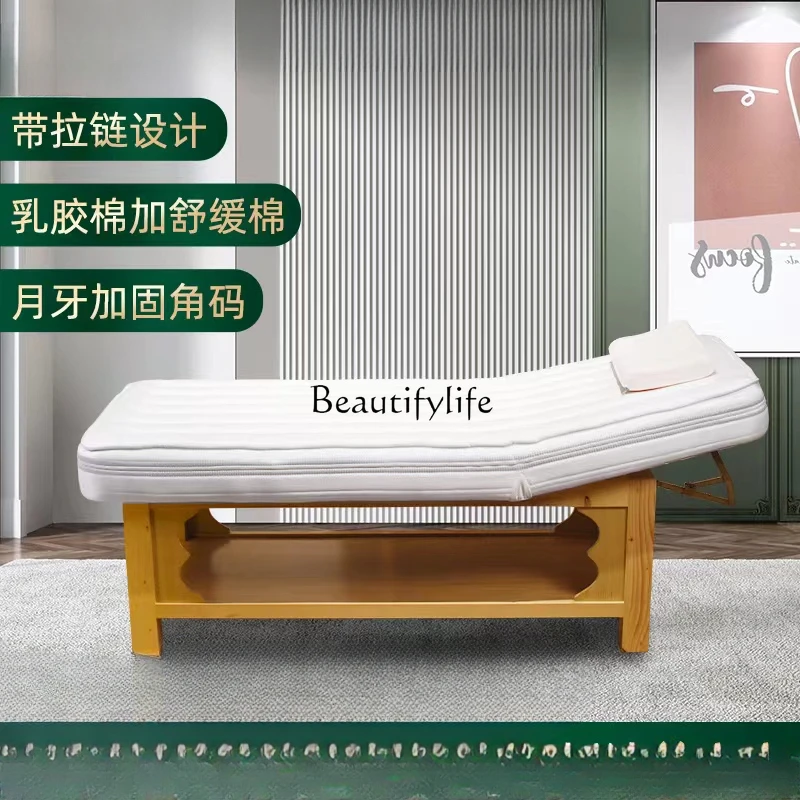 Solid Wood Latex Facial Bed Beauty Salon Special Medical Massage Physiotherapy Bed