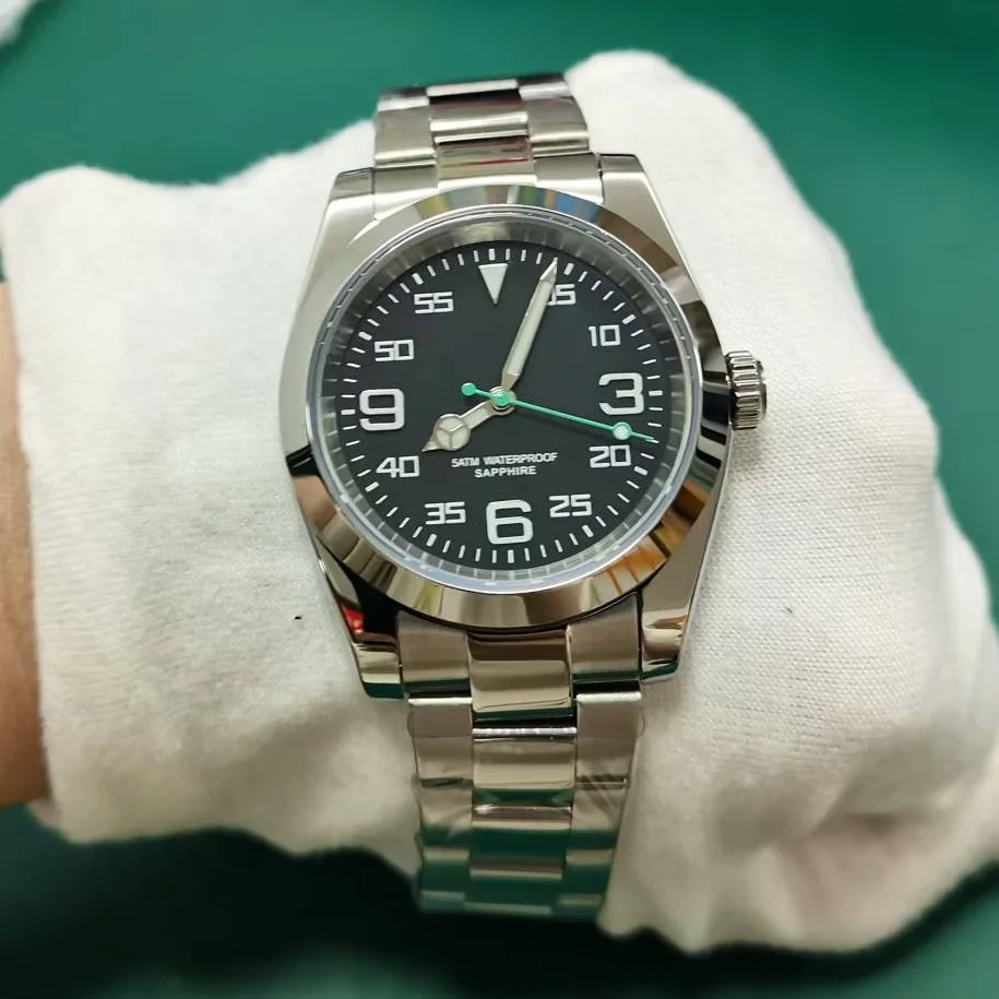 DD39MM الياقوت الزجاج ساعة رجالي الفولاذ المقاوم للصدأ اليابان حركة كوارتز 50 متر مقاوم للماء رجال الأعمال الفاخرة السباحة على مدار الساعة