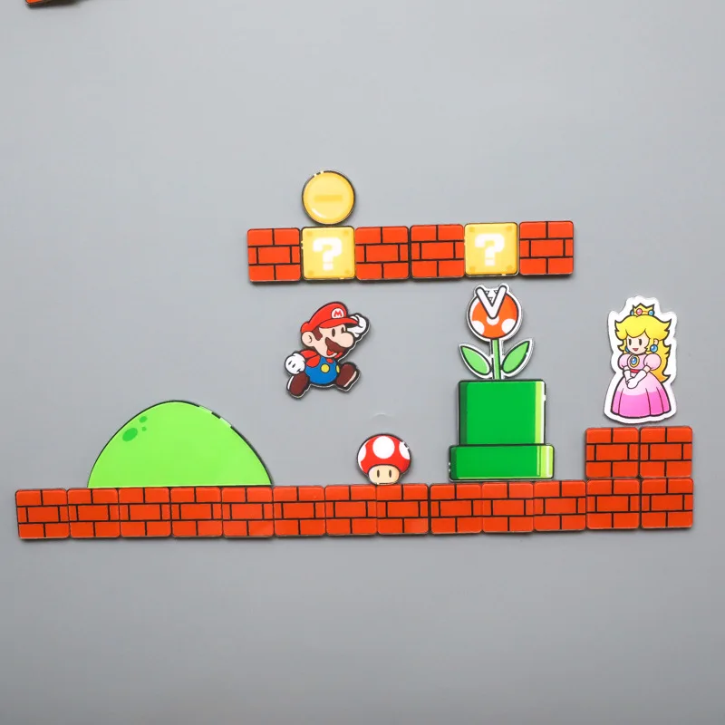 Super Mario Cartoon Refrigerator Stickers Creative Home Decoration Magnet Lugui Yoshi Peach Anime Figure Refrigerator Stickers