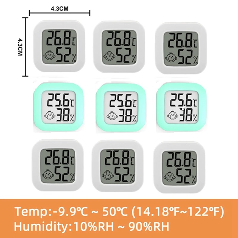 

SEWS-9Pcs Mini Indoor Digital Thermometer Hygrometer Set Room Humidity Gauge Meter LCD Display Temperature Humidity Sensor