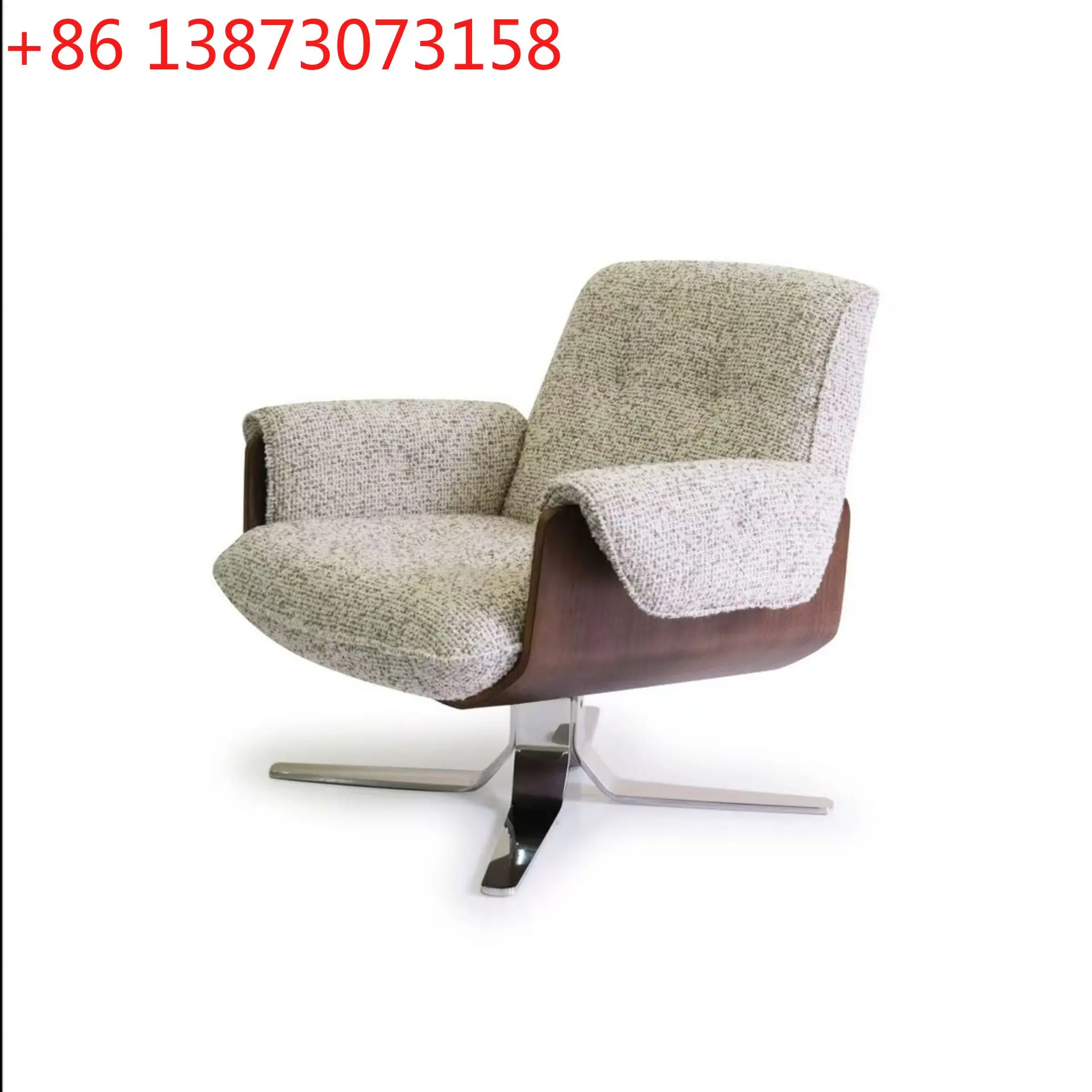 

Вращающийся повседневный современный минималистичный высококачественный изогнутый деревянный диван-кресло из нержавеющей стали для деловых переговоров