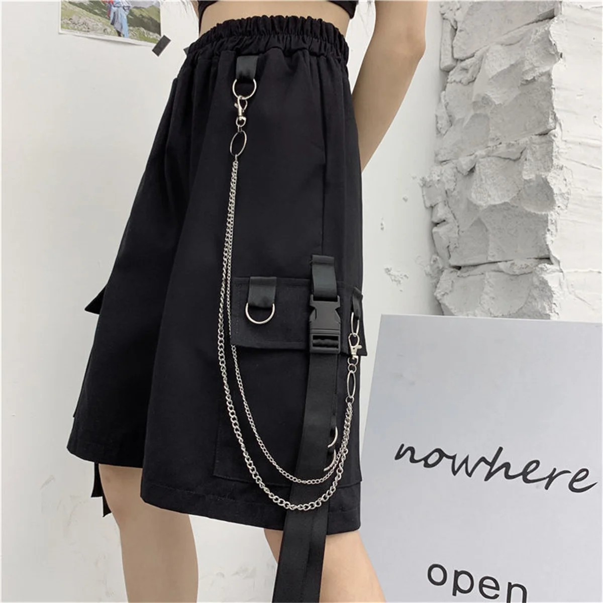 Luźne szorty Cargo Kobiety Duża kieszeń Harajuku Japan Szorty Dziewczyna Para Koreański Ulzzang Modne Letnie Szorty Hip Hop Dziewczyna