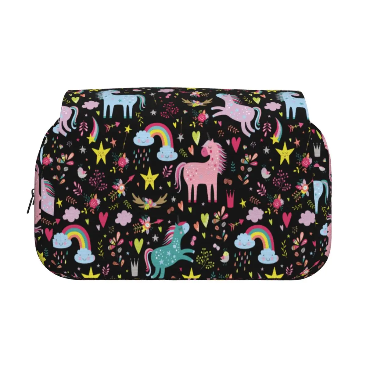 Cartoon Cute Unicorn Double Clamshell Pen Case Pencilcases Pen for Student Large Storage Bag School Supplies Gifts Stationery