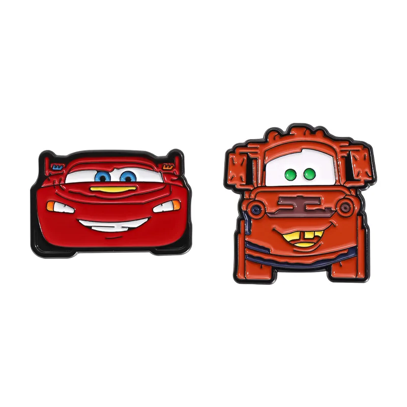 Disney Cartoon Movie Cars Lightning McQueen Brooch Cool Red Car Enamel Pins for Backpack Bag Gifts for Fans Hat Accessories