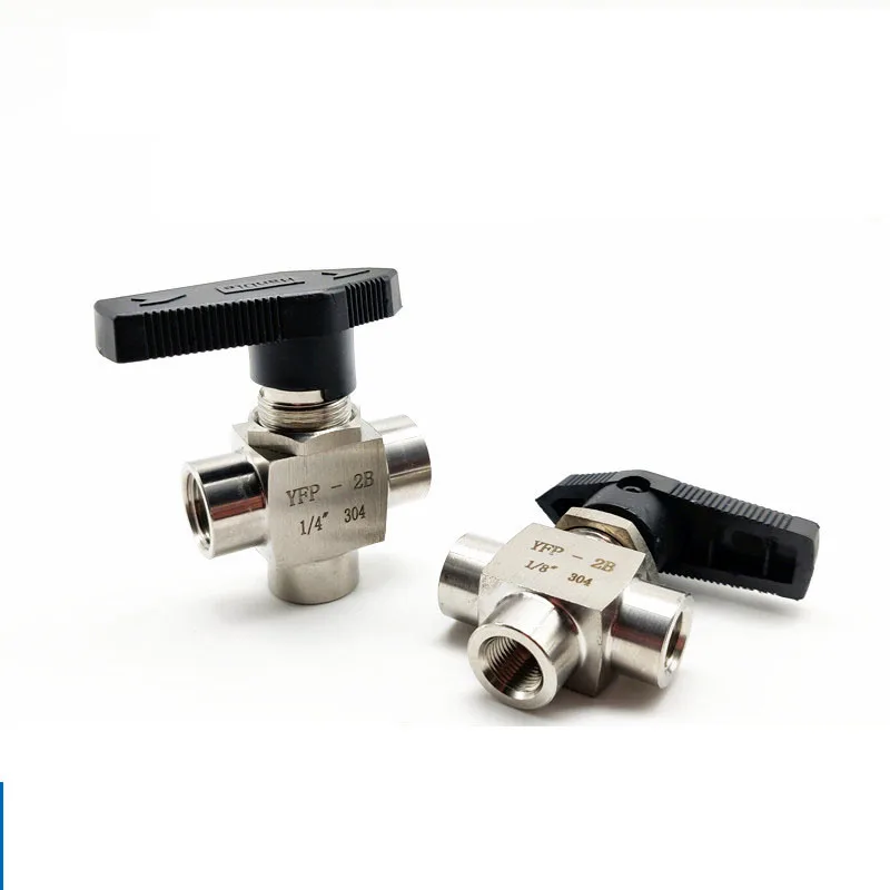 304 Stainless Steel L Port Tee Ball Valve BSP NPT Female Thread 1/8