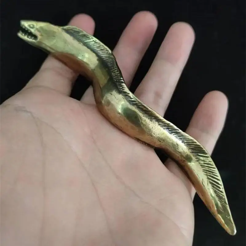 Mini Solid Brass Fish Statue, Bronze Eel Sculpture, Tea Pet Boutique, Vintage