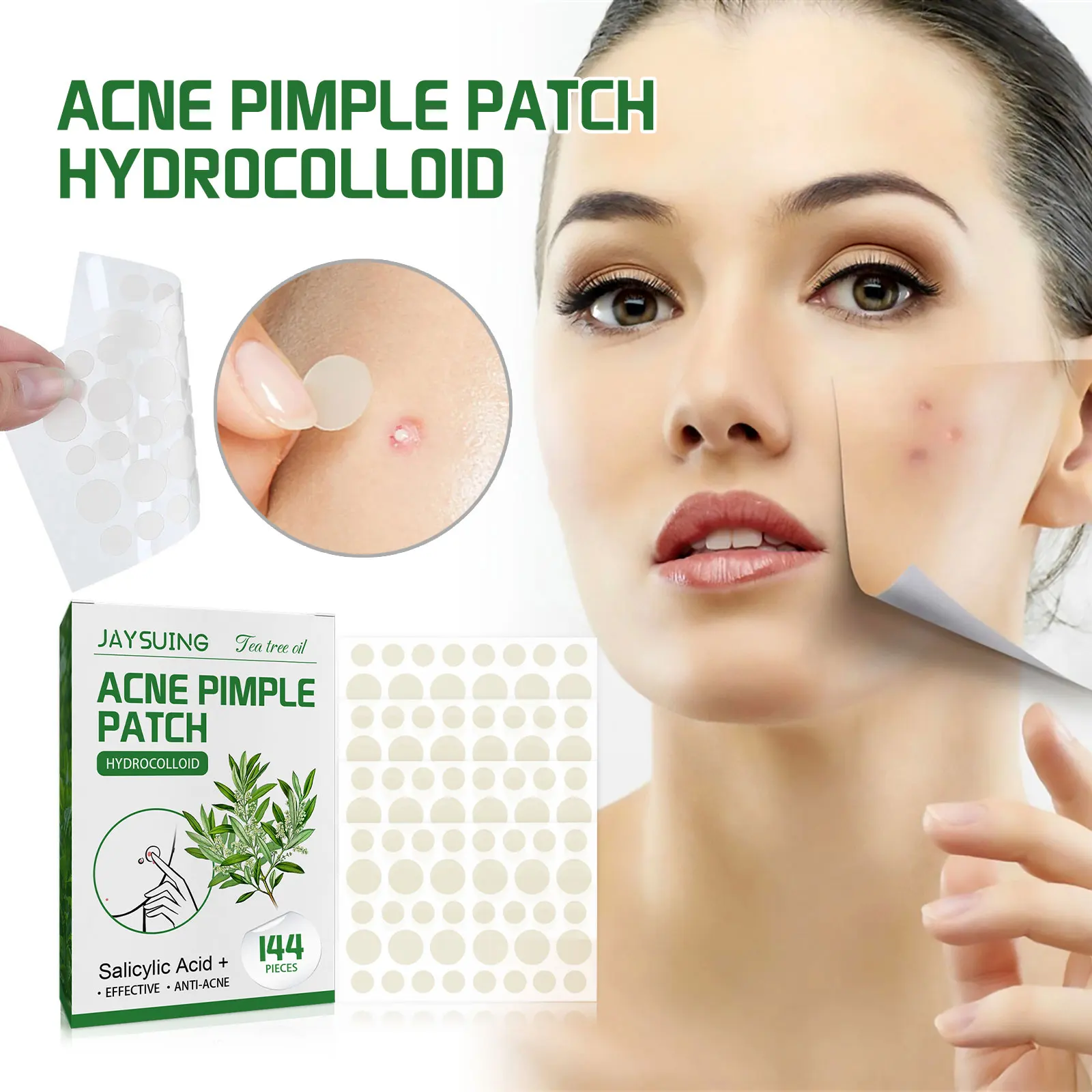 

Acne Pimple Patches Translucent Hydrocolloid Stickers With Salicylic Acid Tea Tree Oil Invisible Waterproof Calming Skin Patch