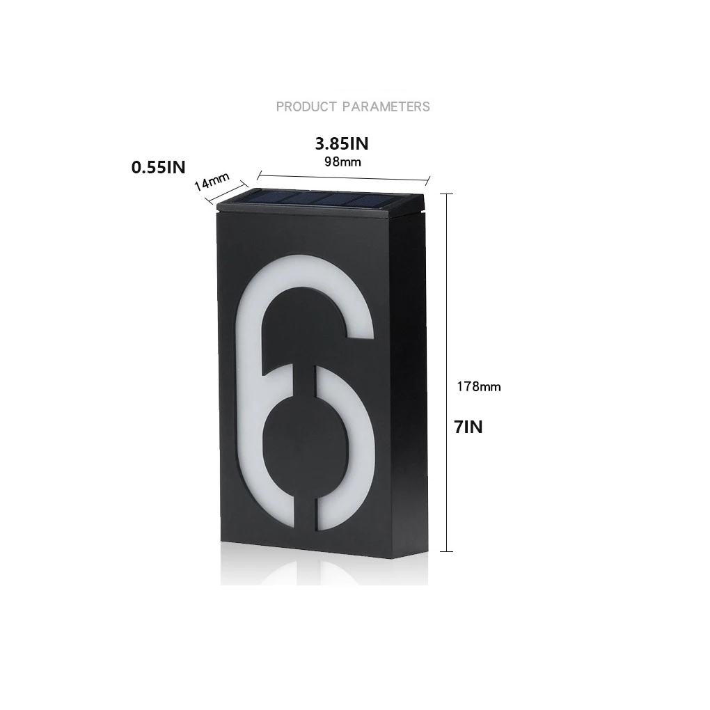 Number Light Solar Wall Lamp Digital Yard Plaque Lantern Rechargeable Address Powered Waterproof Courtyard Seven