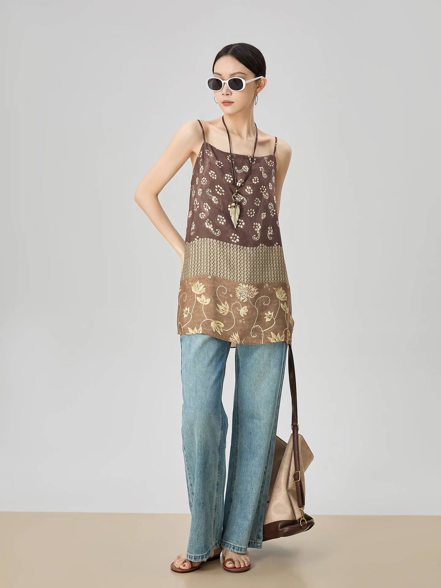 

Guuli Floral Print Patchwork Sleeveless Strap Vest Women's Summer Outerwear New 2026 Casual Comfortable Polyester Blend Top