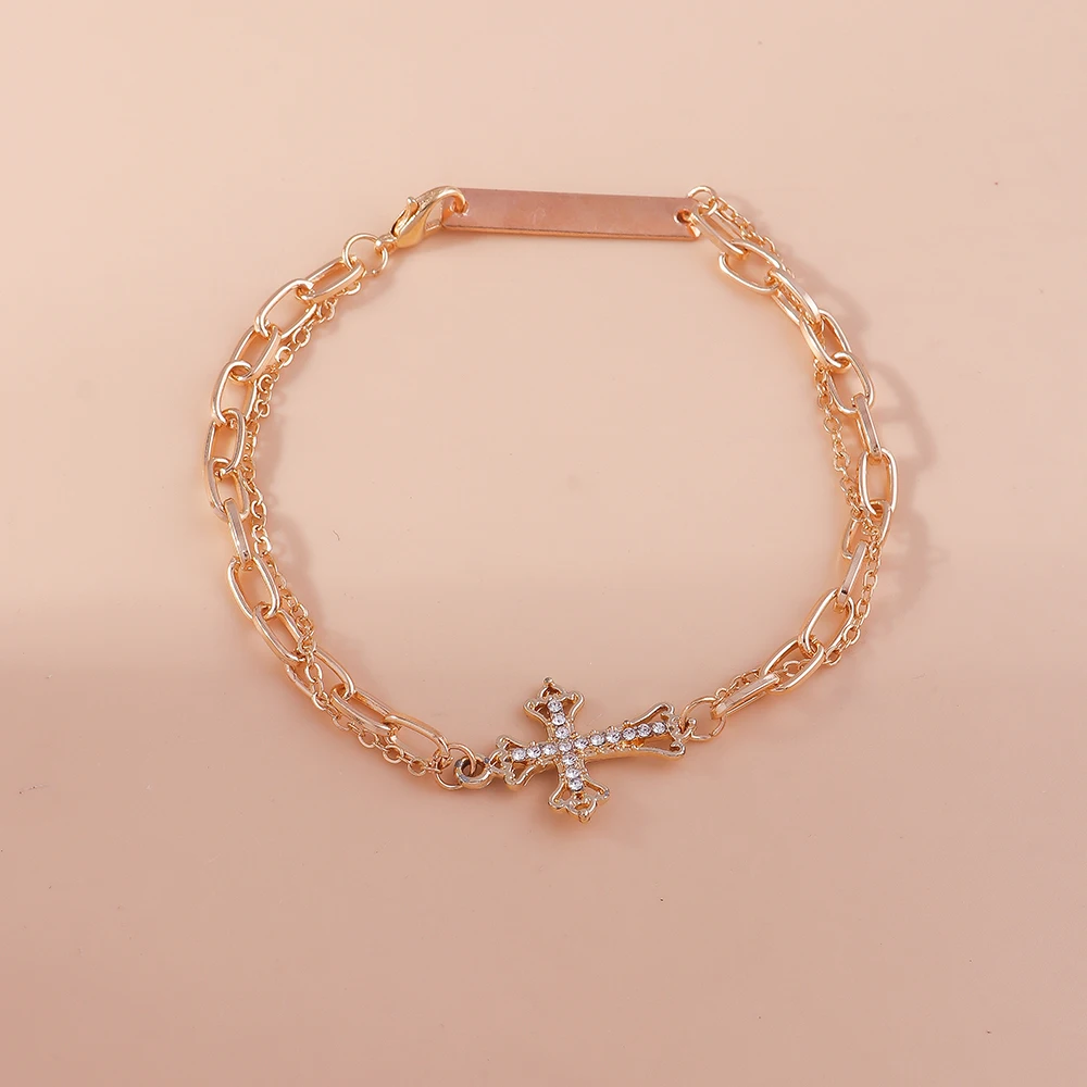 موضة الذهب والفضة اللون الصليب الخلخال كريستال الكاحل سوار سلسلة النساء الفتيات حفلة عطلة مجوهرات هدية