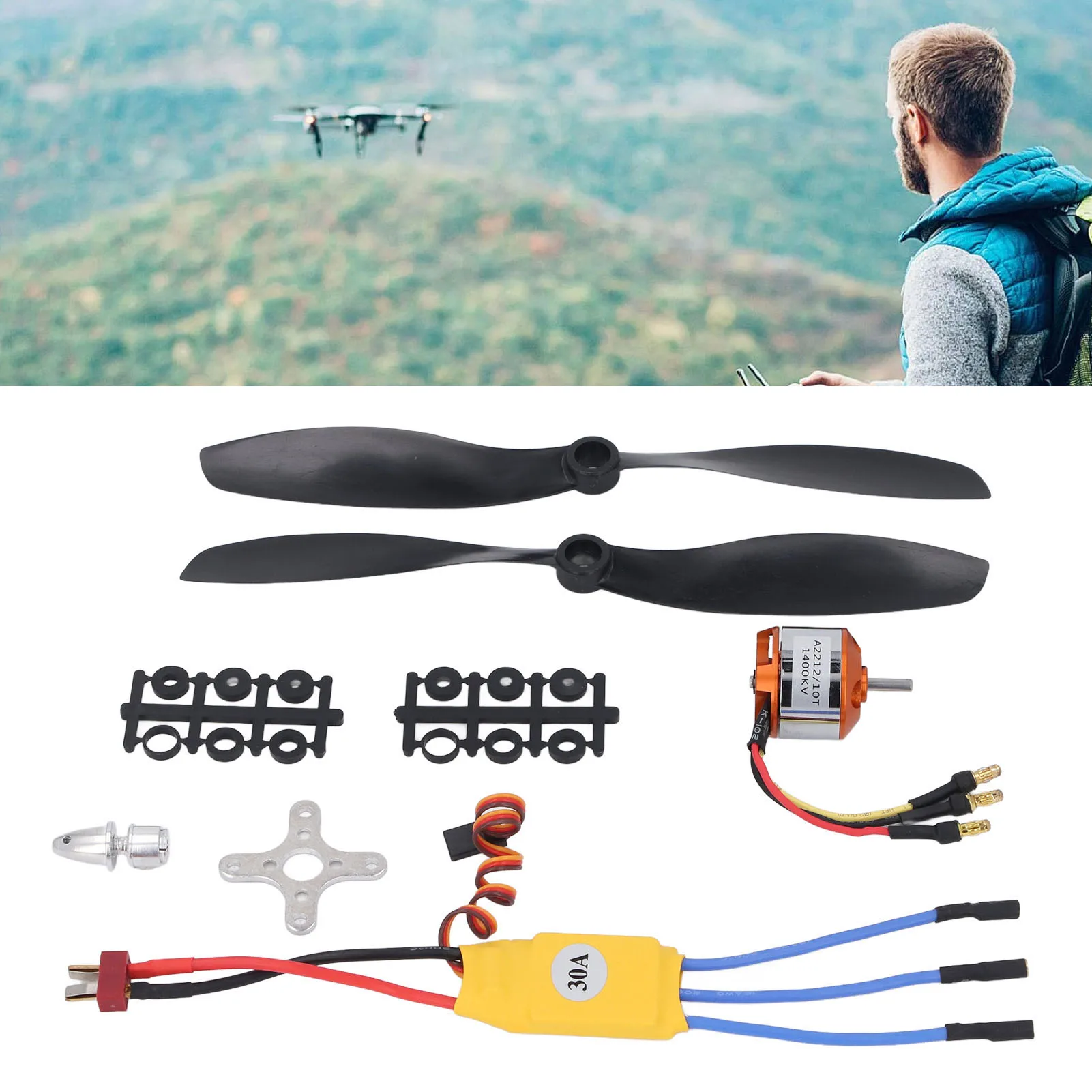 

RC Quadcopter Motor Kit 10T 1400KV Brushless Motor 30A ESC Drone Motor ESC Kit for 550 RC Quadcopter Brushless Motor ESC Kit