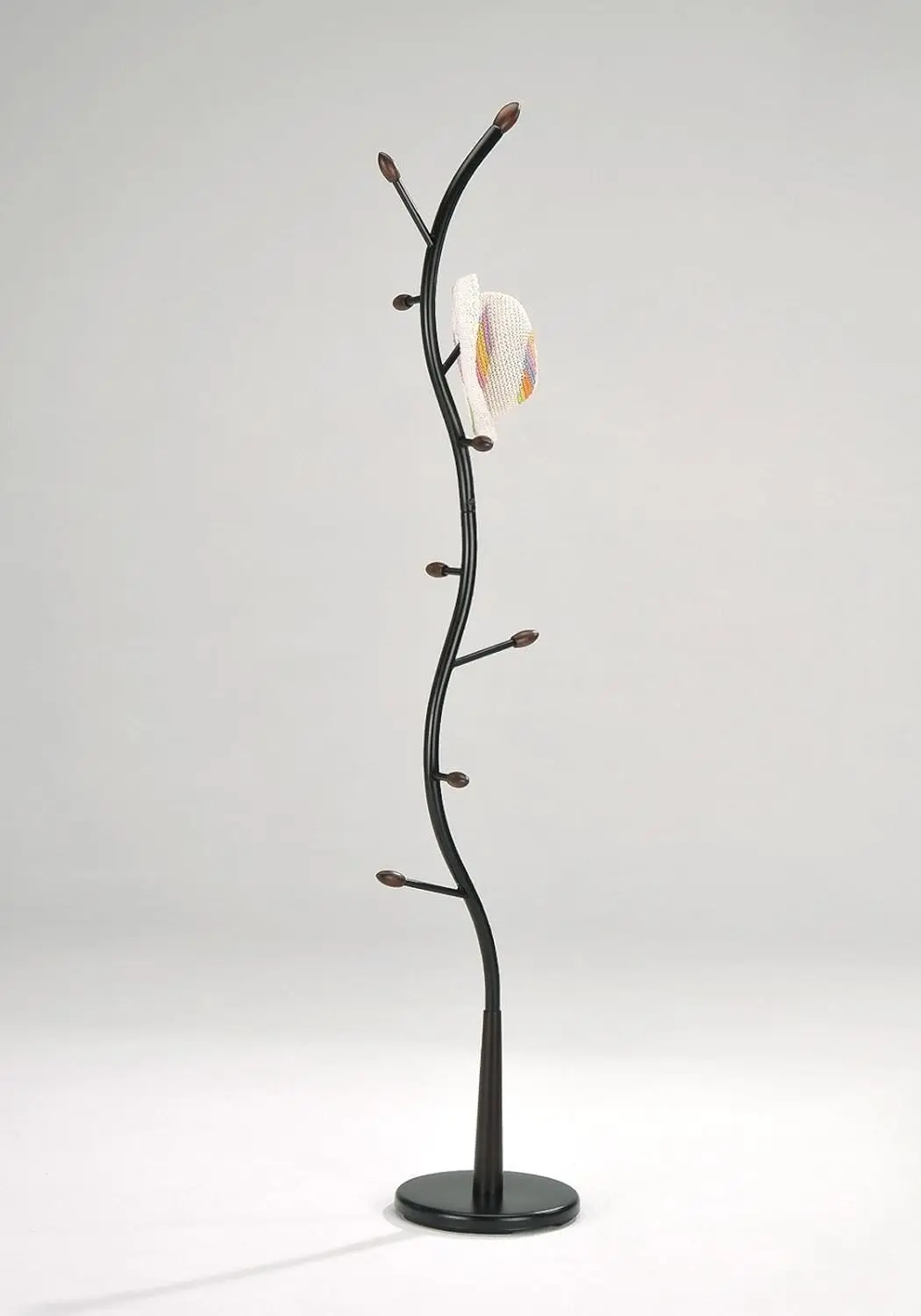 

Metal and Wood Coat Hat Rack Black with Walnut Color Accents, Customized