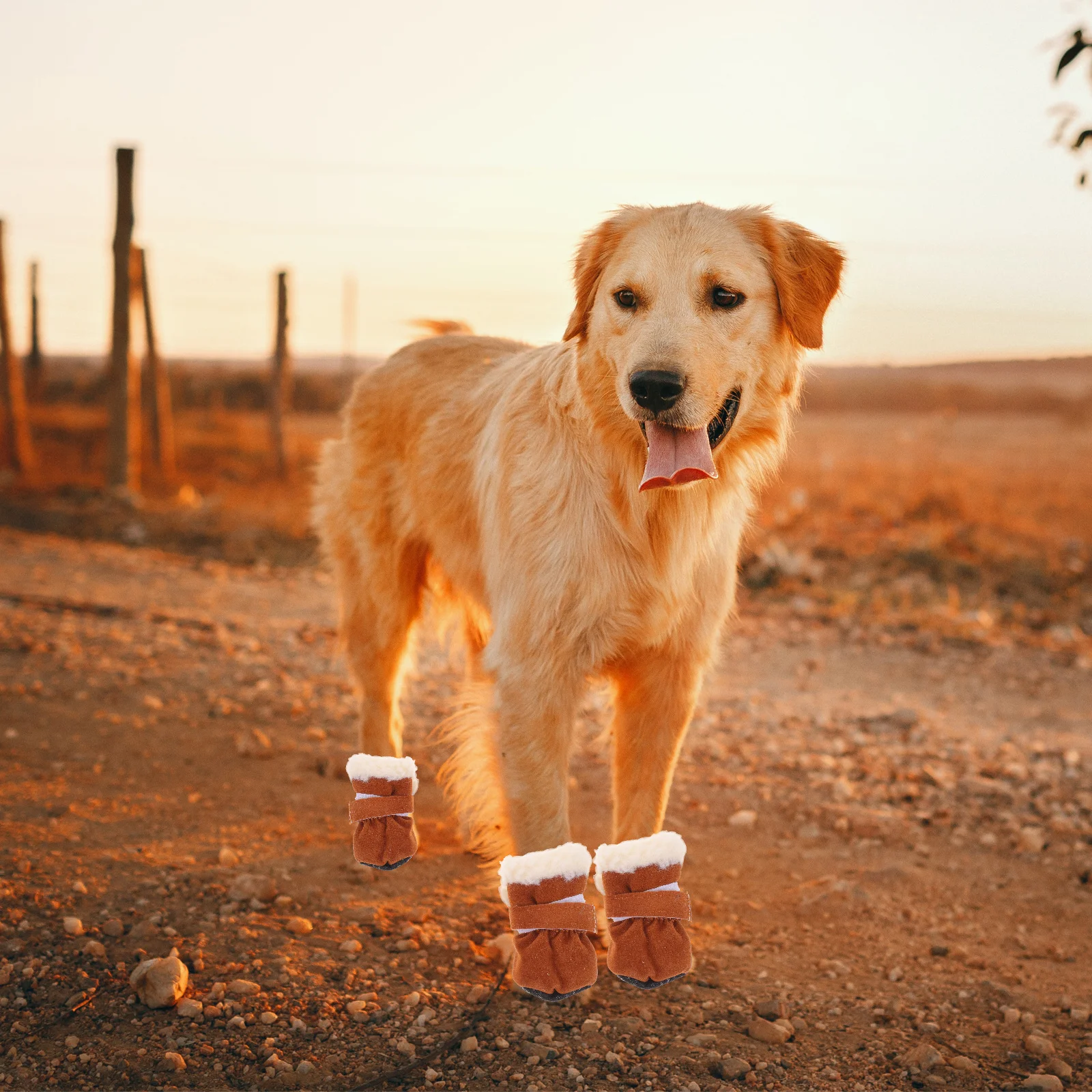 

4Pcs Pet Winter Paw Covers Warm Soft Breathable Anti-Scratch Dog Cat Shoes Snow Boots Adjustable Non-Slip Strap Protector