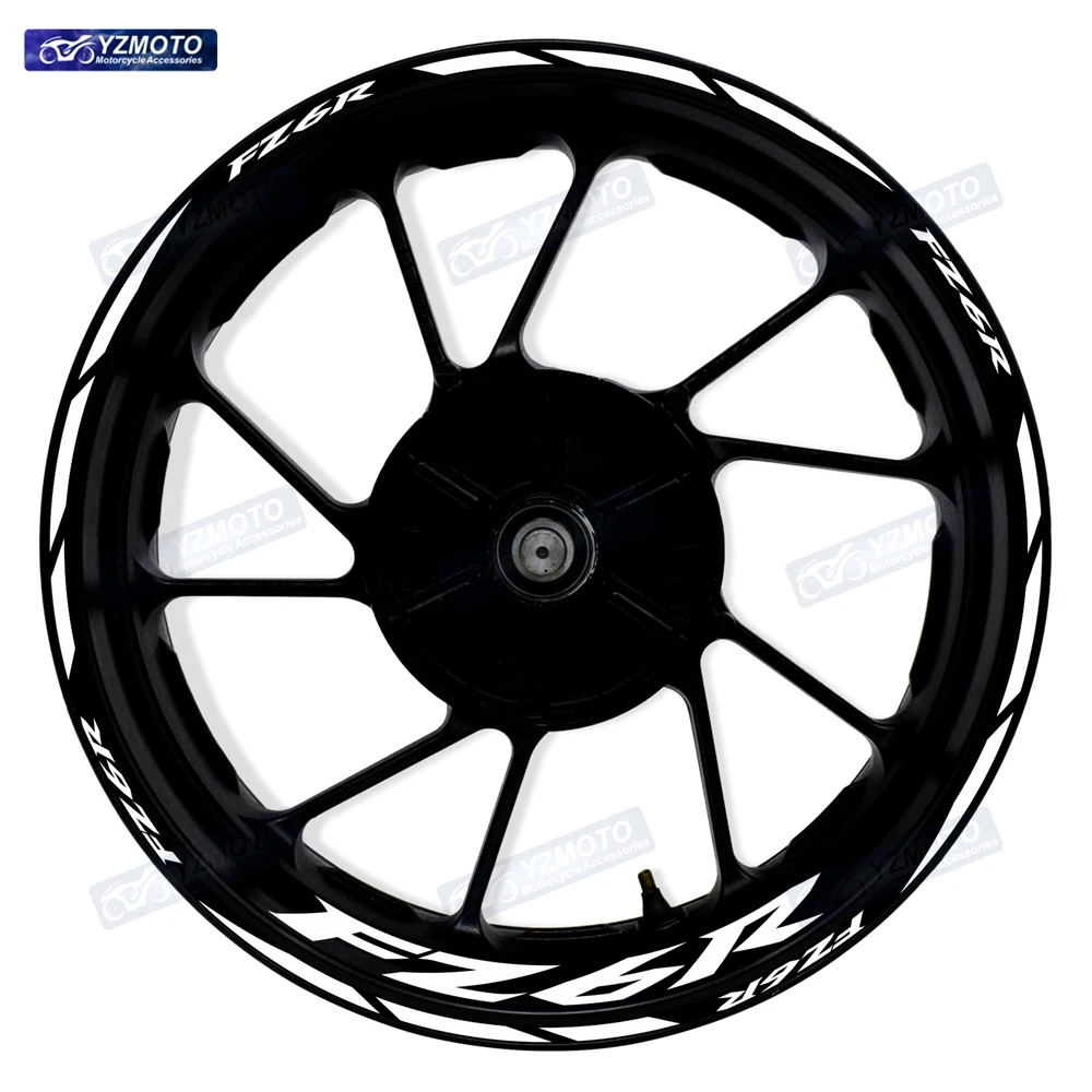 ل FZ6R دراجة نارية 17 بوصة الجبهة محور عجلات خلفي سباق ملصق مائي مقاوم للماء عاكس تعديل ملصقات حافة الزخرفية #2