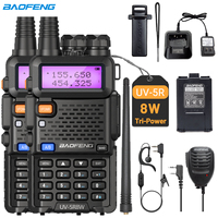 1/2X Baofeng UV-5R 8W Tri-Power Walkie Talkie High Power Dual Band Long Range 128CH Portable Handheld UV 5R Ham Two Way Radio