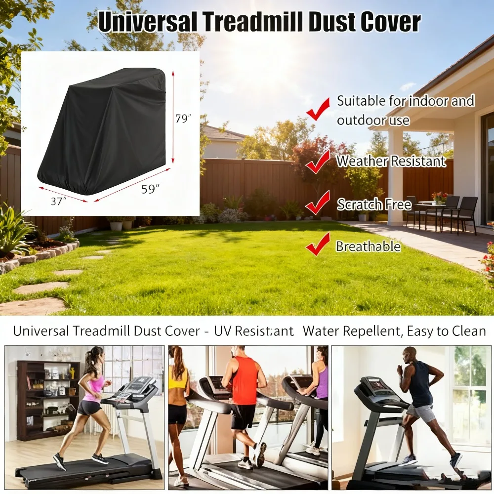 Universal Treadmill Cover, Waterproof for Home Gyms, Folding Treadmill Dust Protector, Multiple Sizes