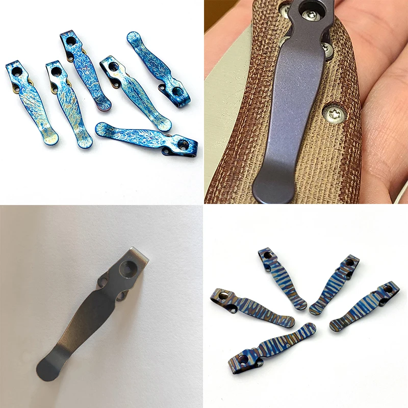 Custom 4 Colors Folding Knife Titanium Pocket Clip Back Clamp For Genuine Spyderco C229 Shaman Knives DIY Make Accessories Parts